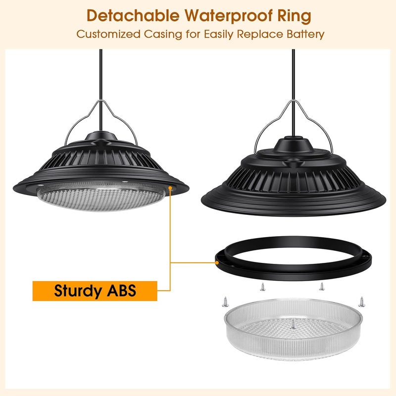 SunBonar Solar Pendant Lights - Indoor/Outdoor, Daytime & Night 3200K/4000K/6000K Solar Shed Light with ON/Off Switch & Remote, Dimmable Hanging Chandelier Lights for Barn Porch Patio Chicken Coop - Image 5